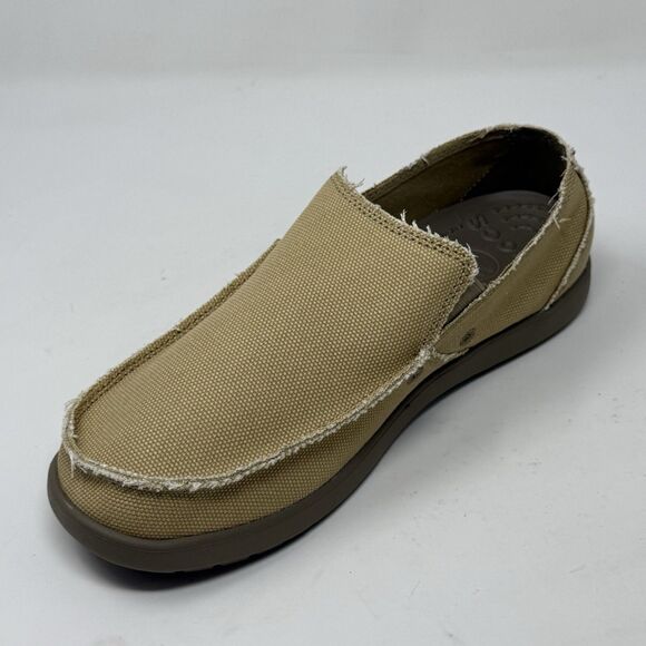 Crocs Santa Cruz Shoes Mens 9 Khaki Brown Canvas Slip On Comfort Casual Loafers main image 4